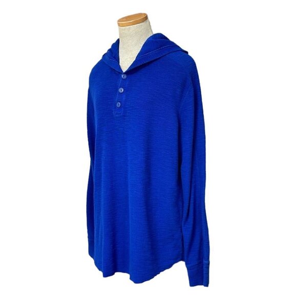 Vince Men's Sweater Lightweight Pullover Hoodie Buttons Blue Size X Large XL - Picture 3 of 13